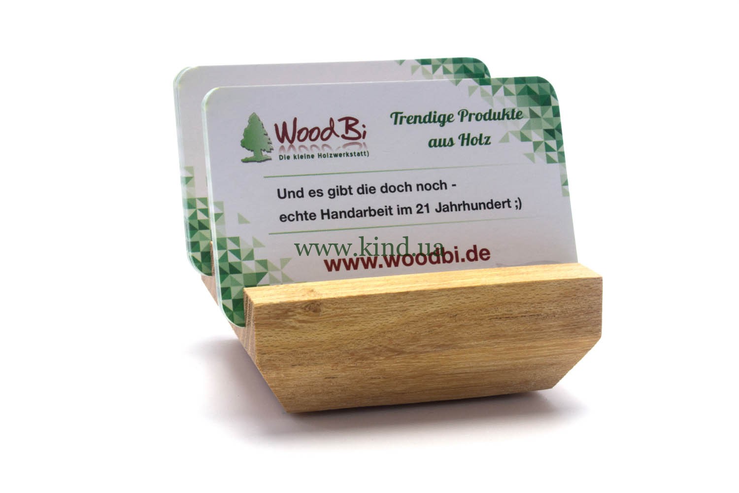 Visitenkartenständer aus Holz in schmaler Ausführung