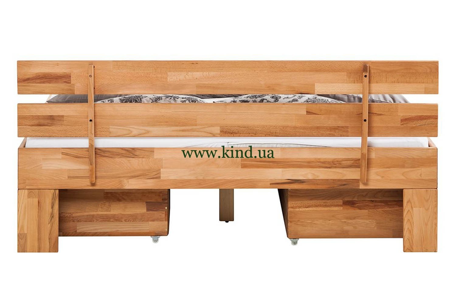 высокая кровать с выдвижными ящиками производства КИНД