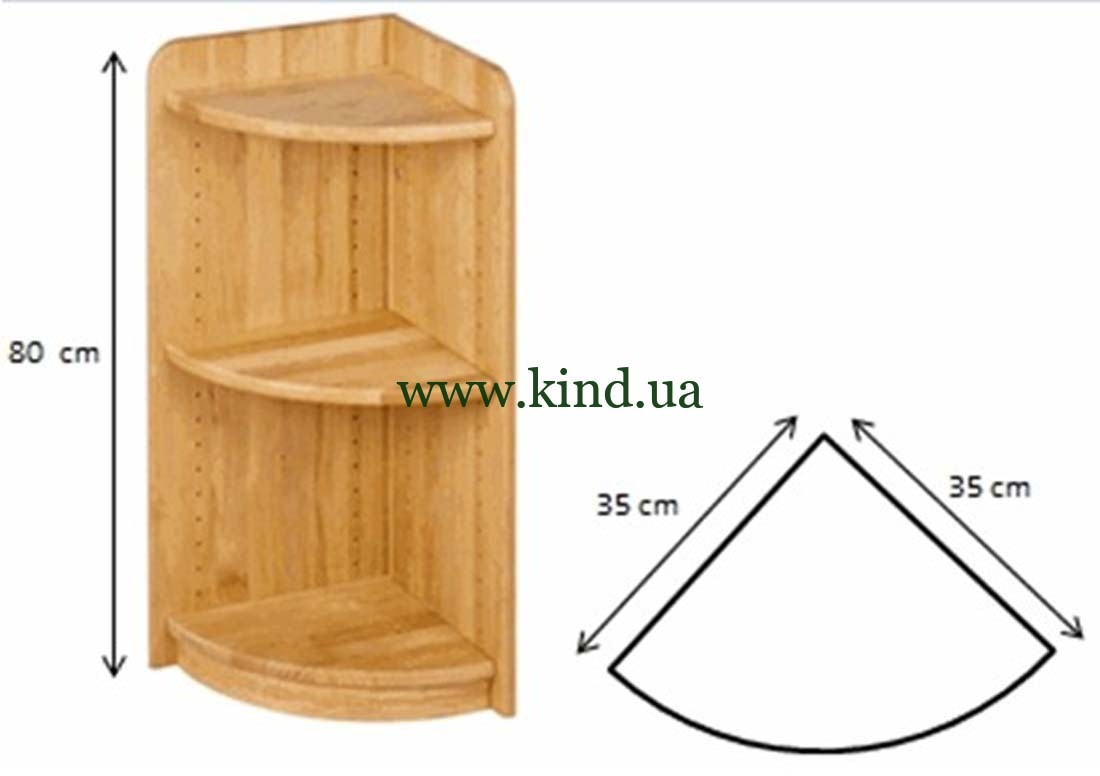 Размеры углового стеллажа - низкий